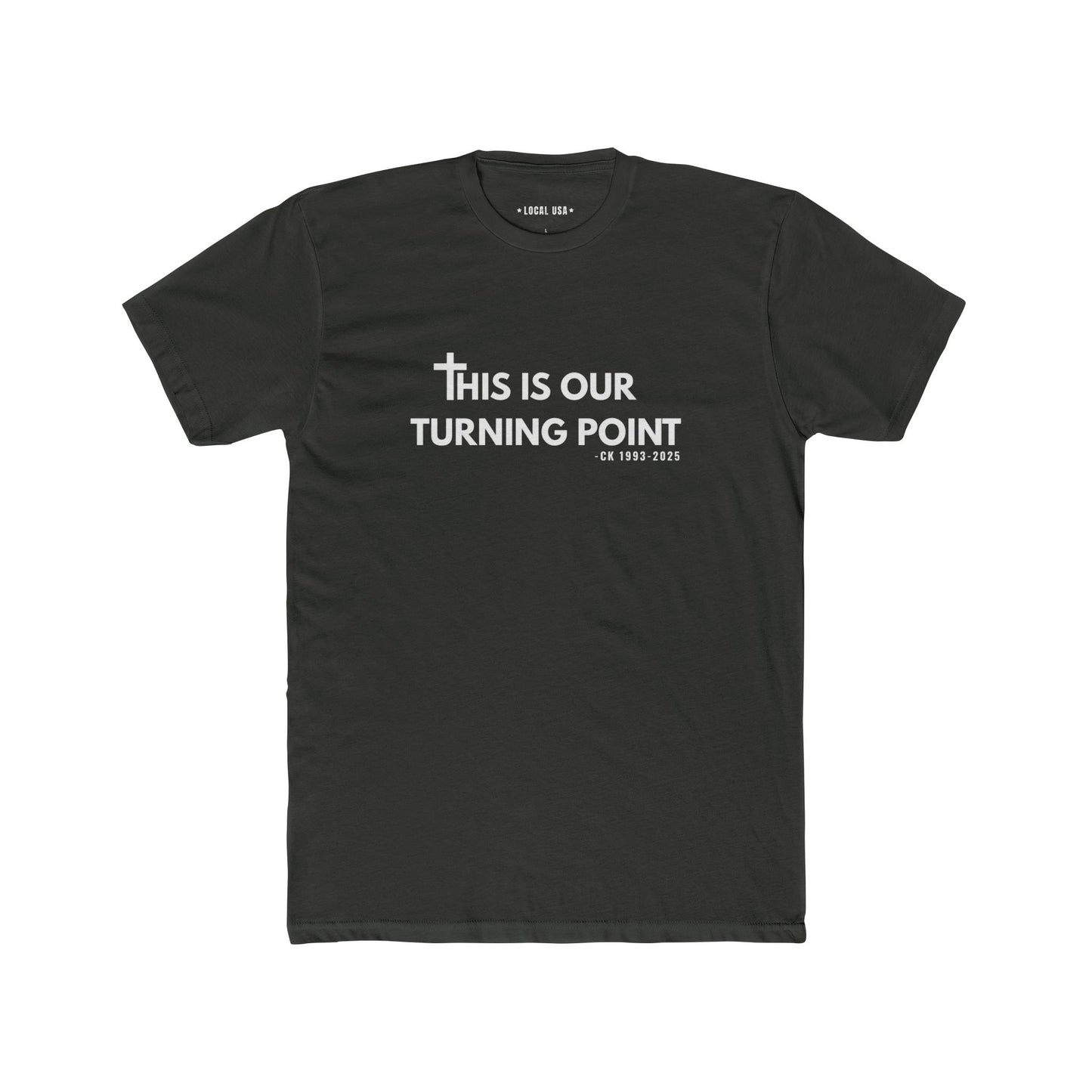 Charlie Kirk Turning Point (white font) Unisex Cotton Crew Tee