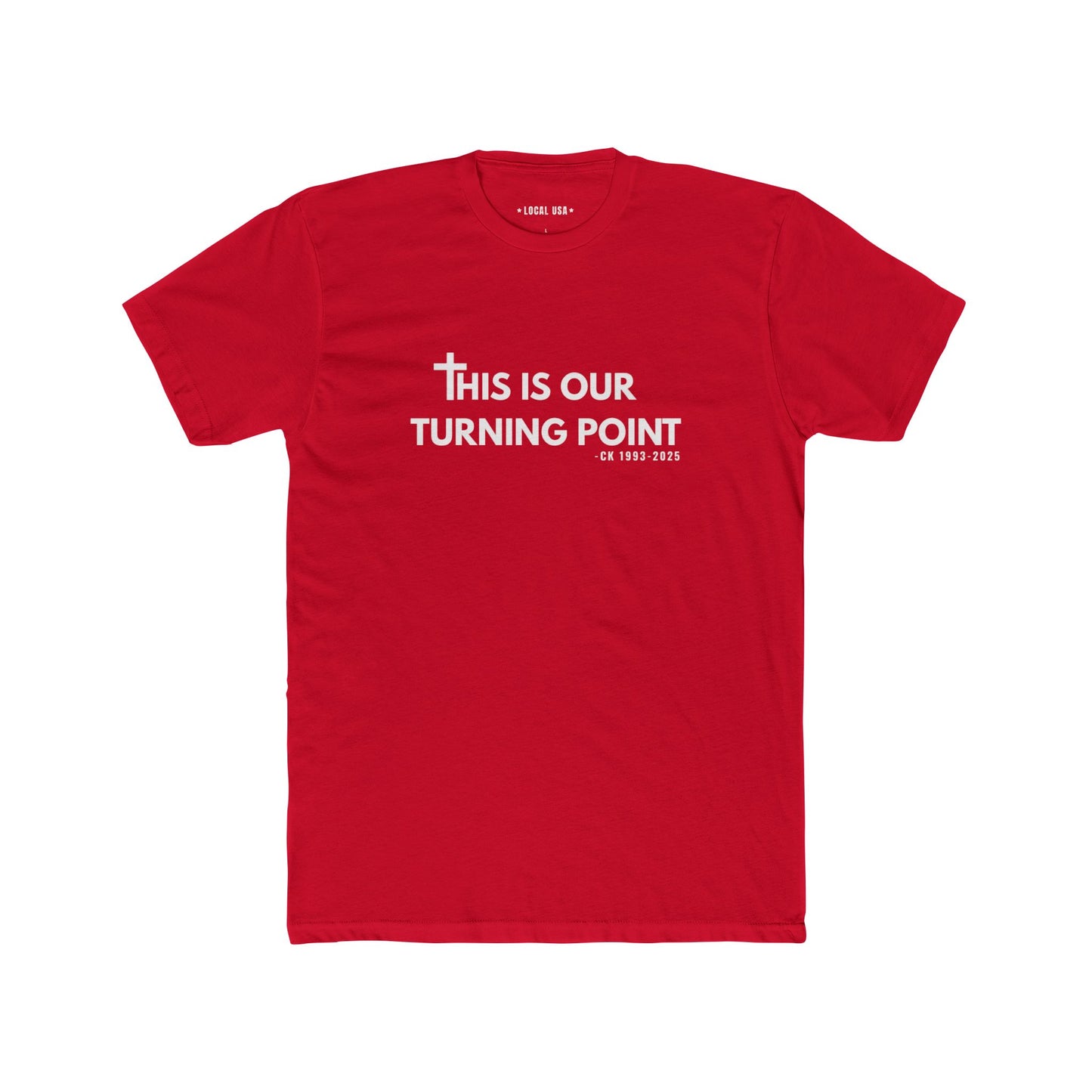 Charlie Kirk Turning Point (white font) Unisex Cotton Crew Tee