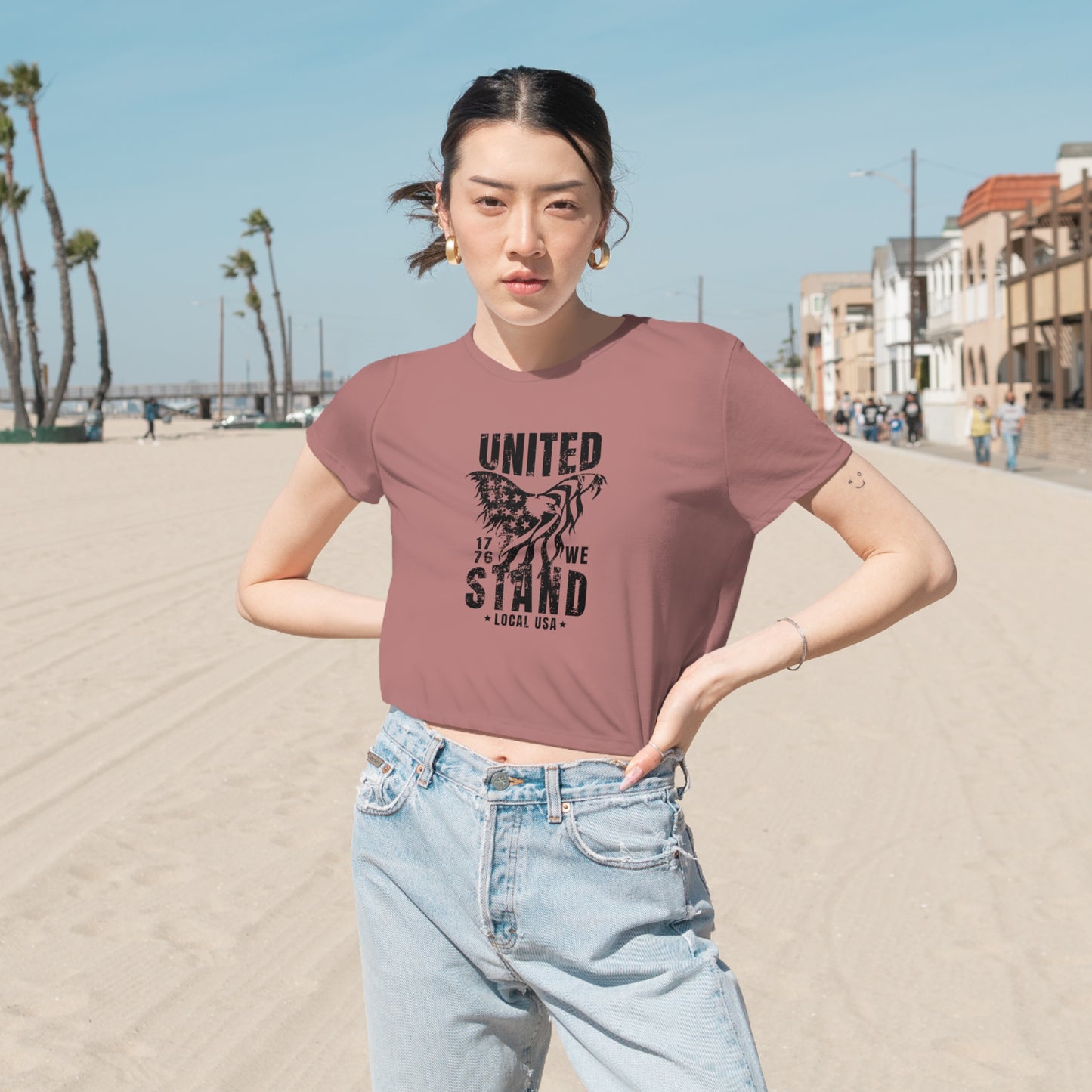 LOCALusa United We Stand Women's Flowy Cropped Tee