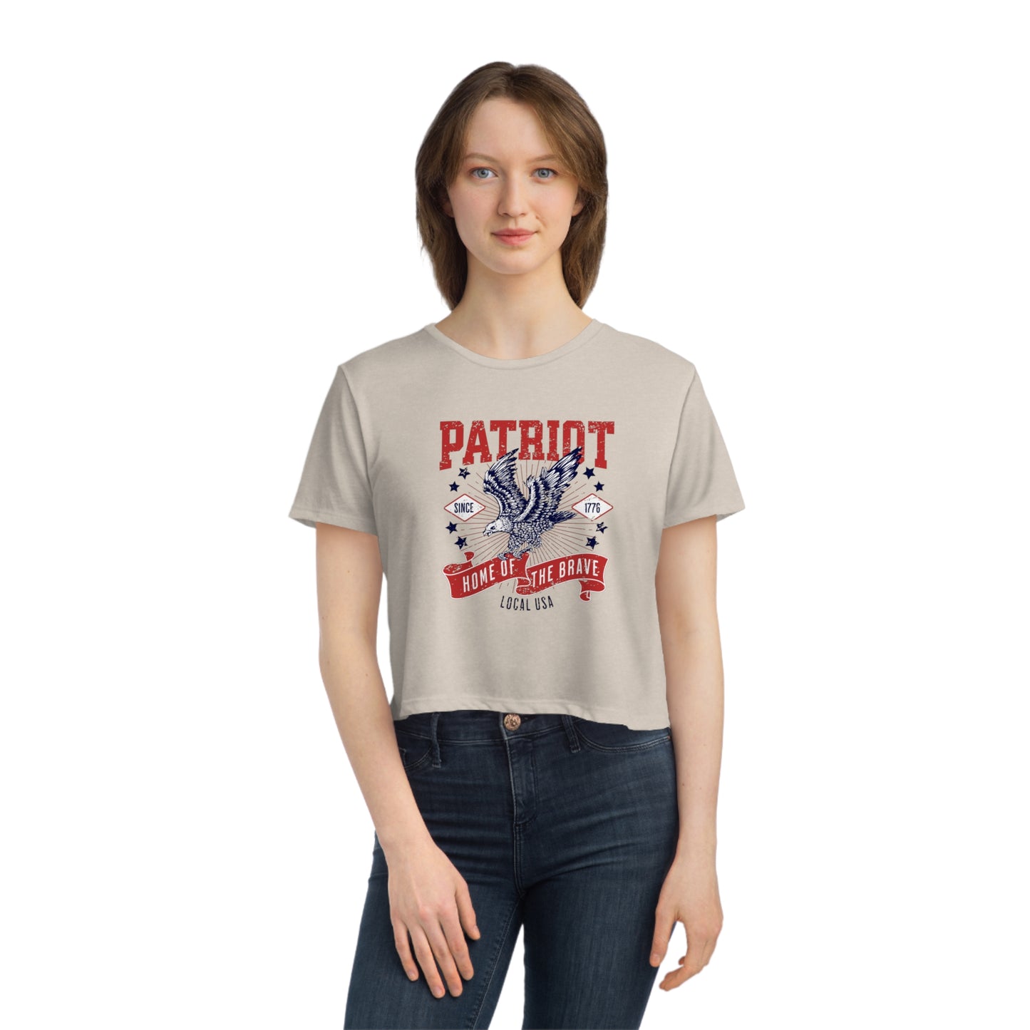 LOCALusa Patriot Women's Flowy Cropped Tee