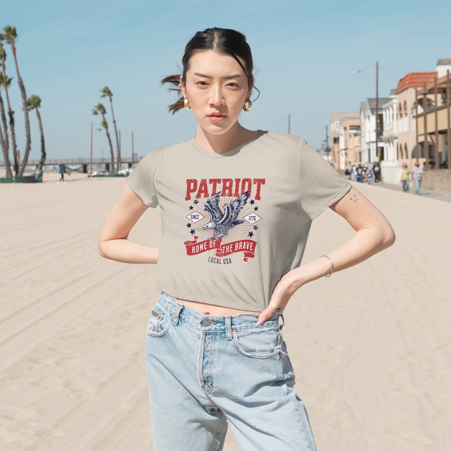 LOCALusa Patriot Women's Flowy Cropped Tee