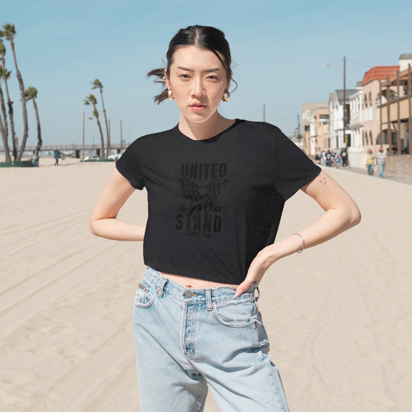 LOCALusa United We Stand Women's Flowy Cropped Tee