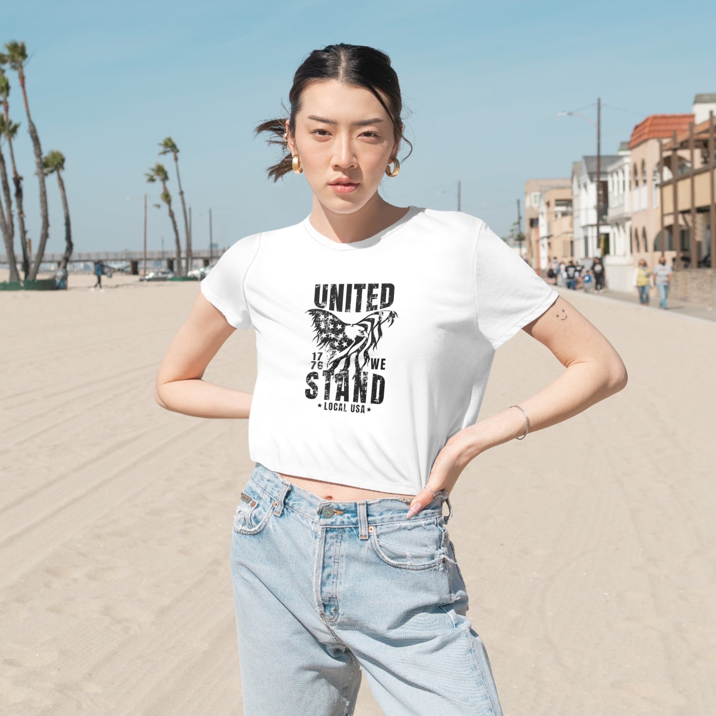 LOCALusa United We Stand Women's Flowy Cropped Tee