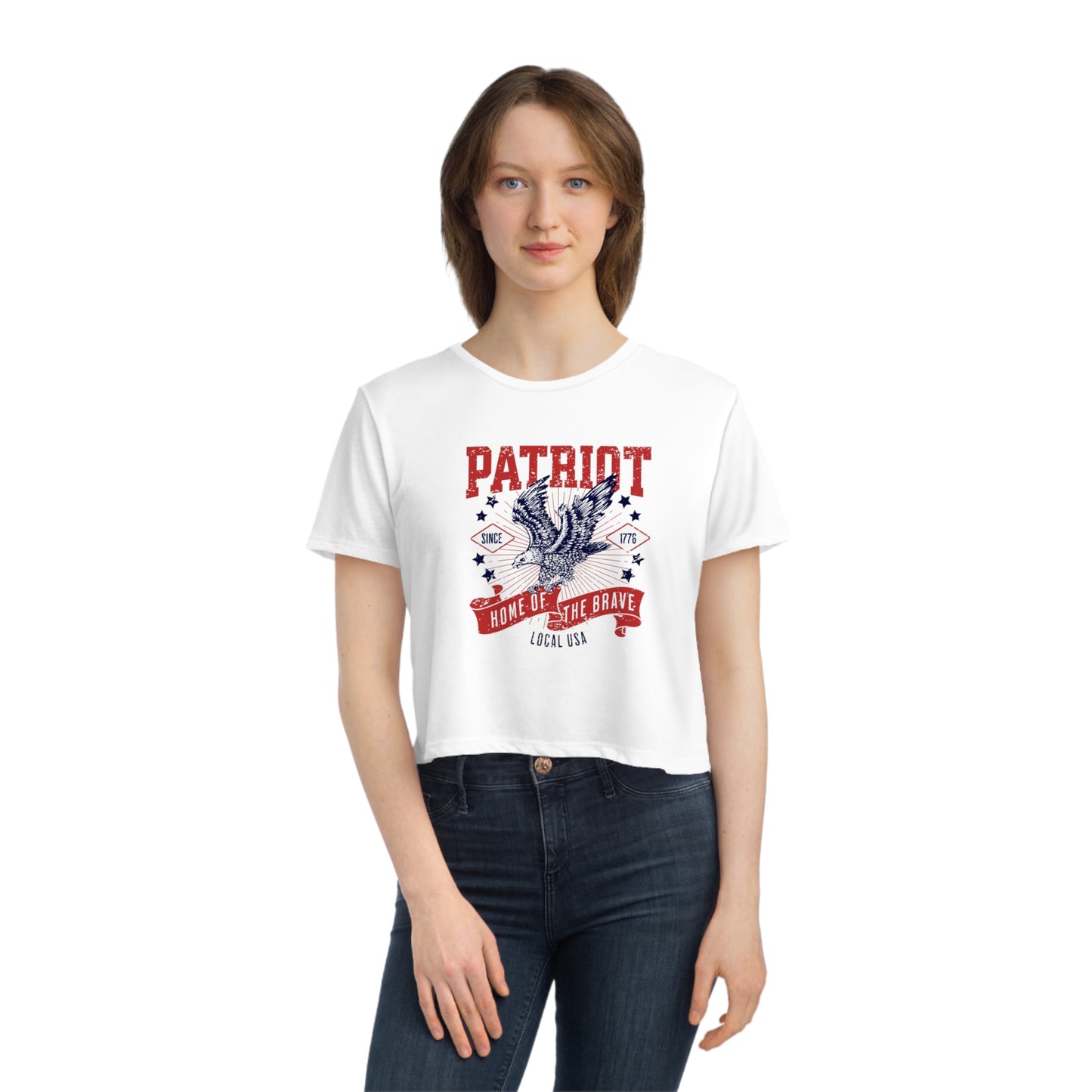 LOCALusa Patriot Women's Flowy Cropped Tee