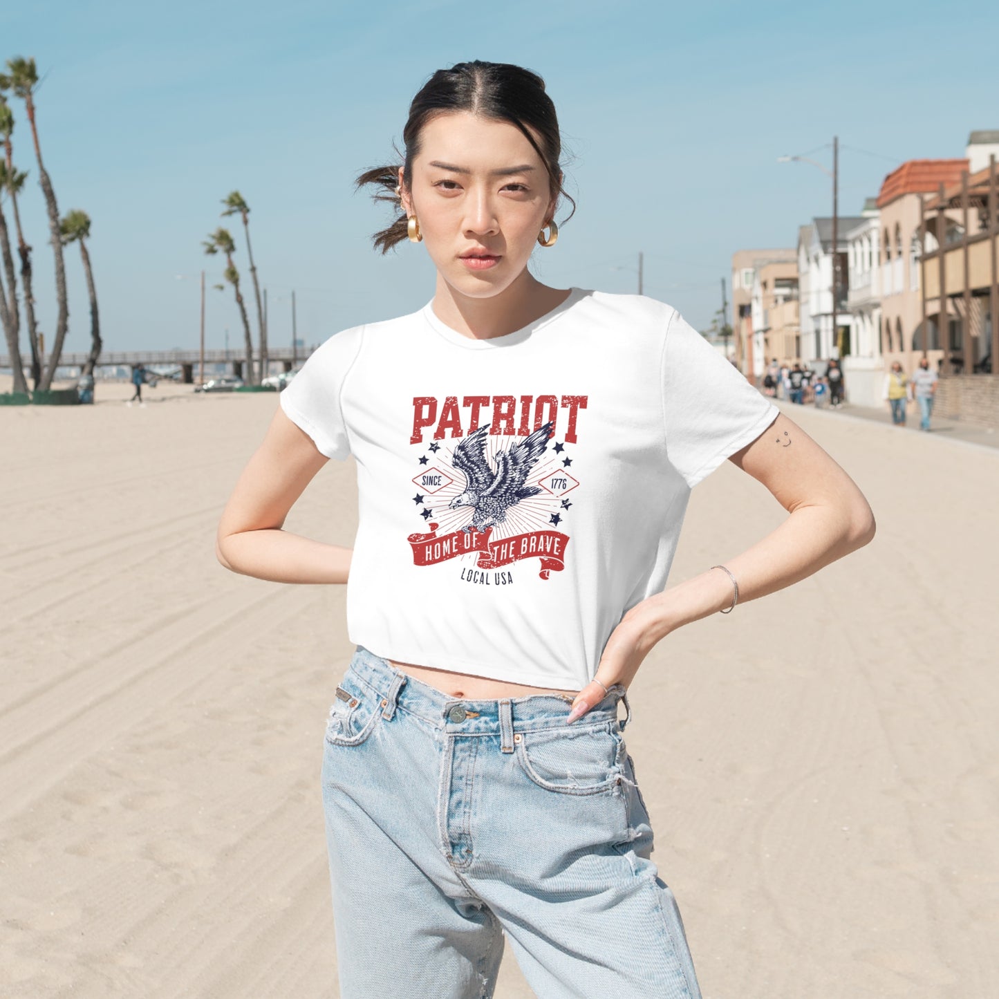 LOCALusa Patriot Women's Flowy Cropped Tee