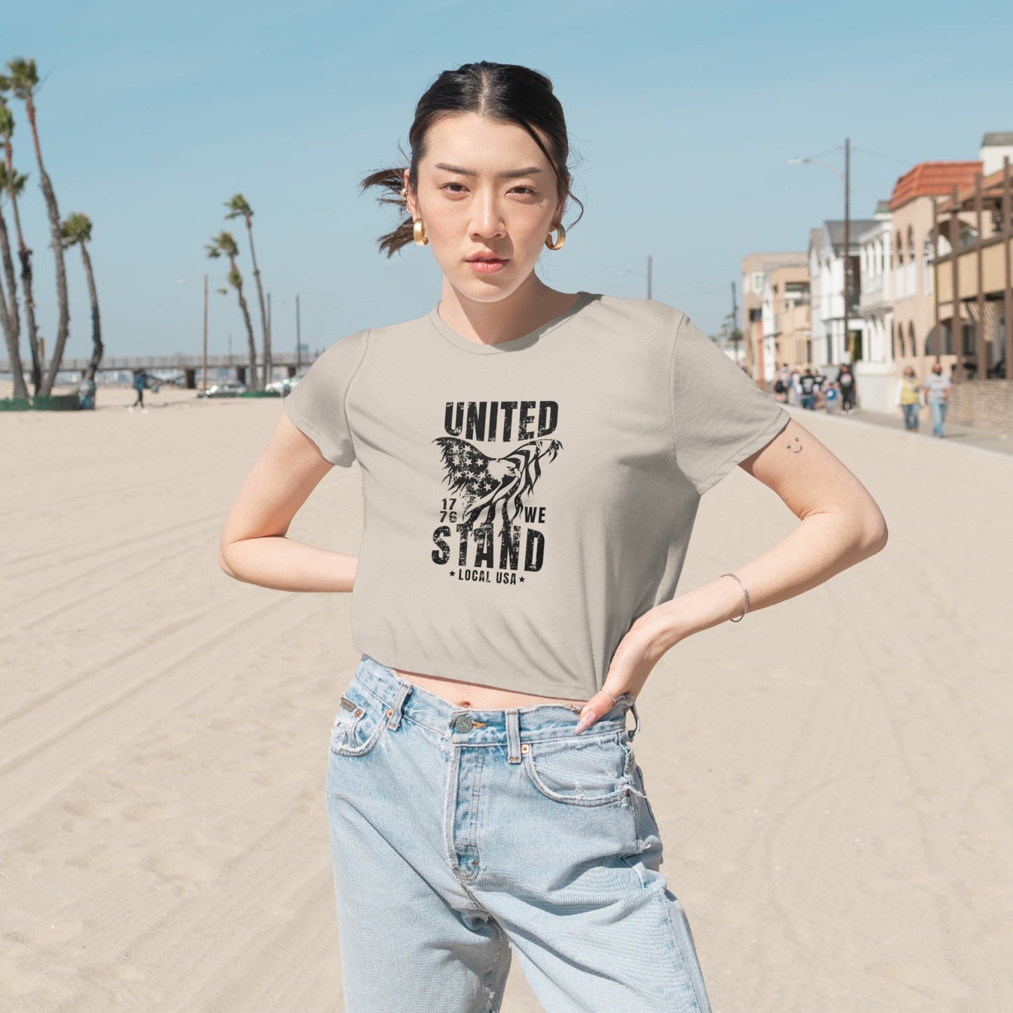 LOCALusa United We Stand Women's Flowy Cropped Tee