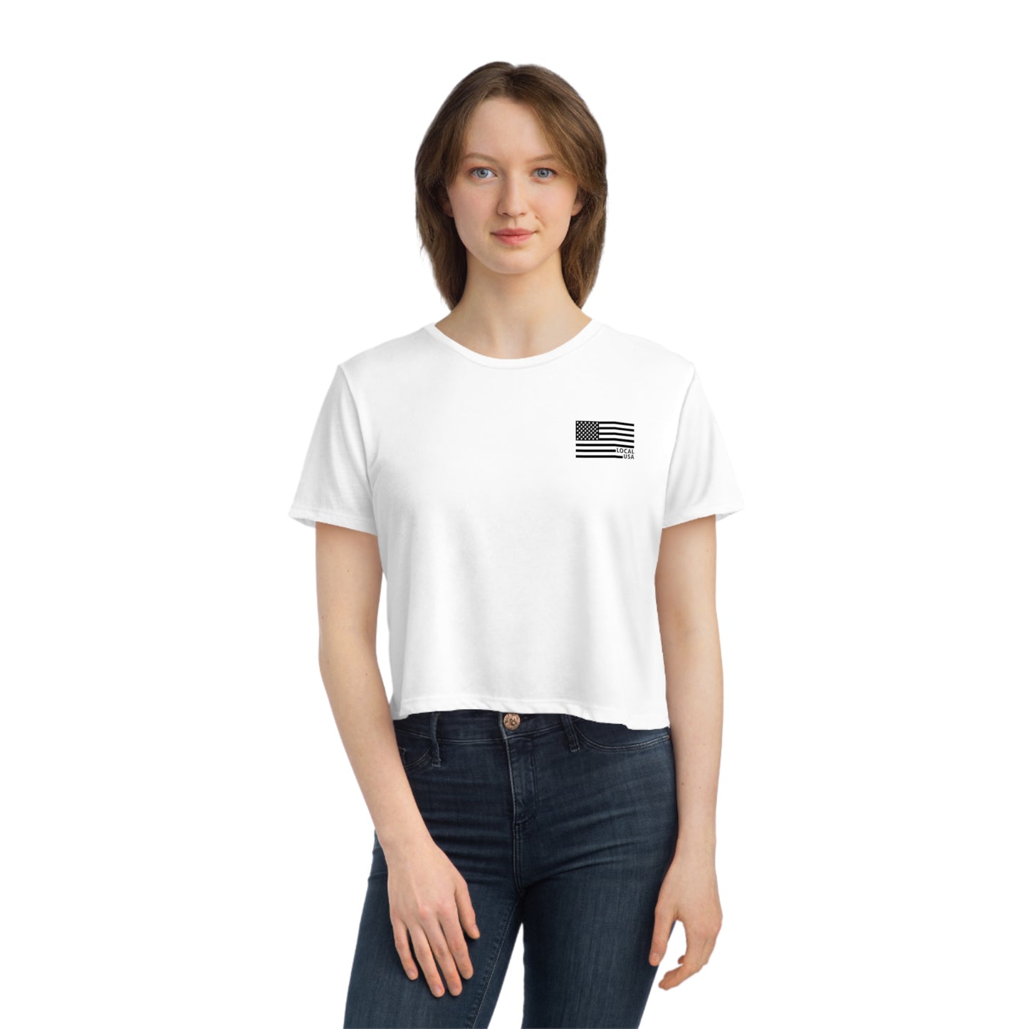 LOCALusa Women's Flag Flowy Cropped Tee